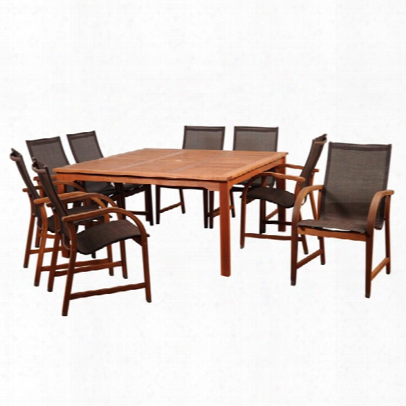 International Home Amazonia 9 Piece Square Patio Dining Set In Brown