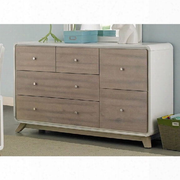 Ne Kids East End 6 Drawer Dresser In White And Taupe