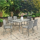 Home Styles Umbria 7 Piece Concrete Tile Patio Dining Set in Gray