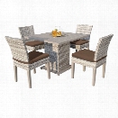 TKC Fairmont 5 Piece 40 Square Patio Dining Set in Dark Brown