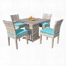 TKC Fairmont 5 Piece 40 Square Patio Dining Set in Turquoise