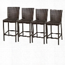 TKC Napa Outdoor Wicker Bar Stools in Espresso (Set of 4)