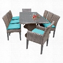 TKC Oasis 9 Piece 80 Glass Top Patio Dining Set in Turquoise