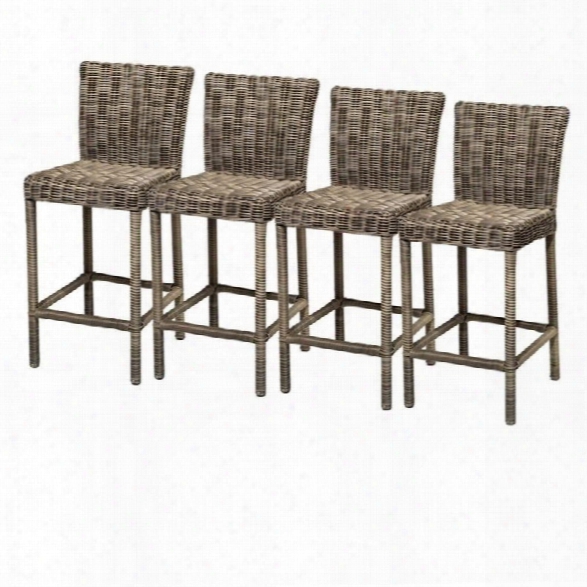 Tkc Cape Cod Outdoor Wicker Bar Stools In Vintage Stone (set Of 4)