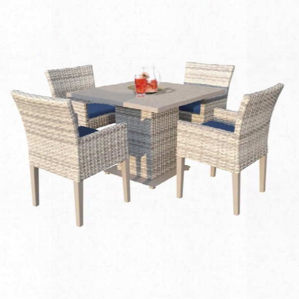 Tkc Fairmont 5 Piece 40 Square Patio Dining Set In Navy