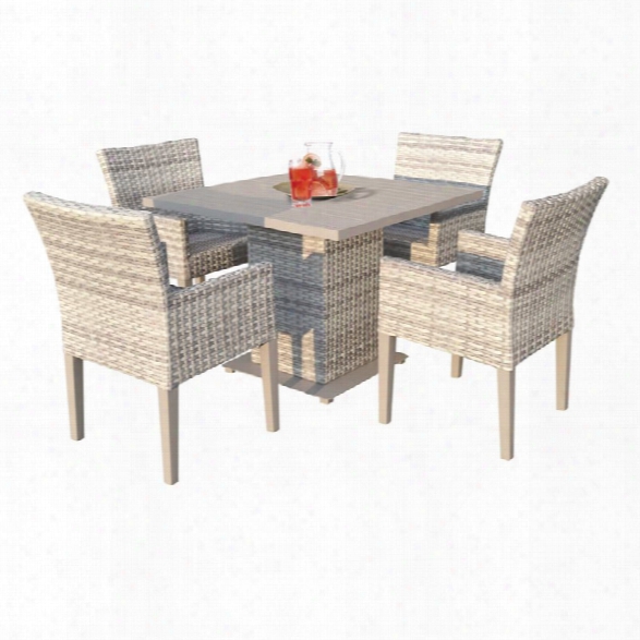 Tkc Fairmont 5 Piece 40 Square Patio Dining Set In Vanilla Cream