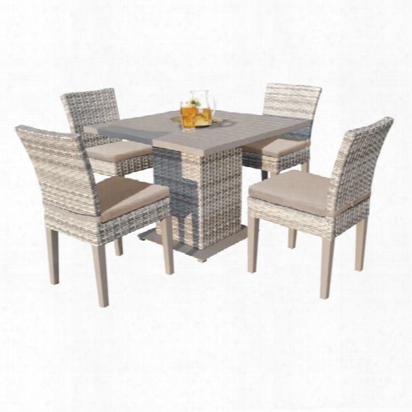 Tkc Fairmont 5 Piece 40 Square Patio Dining Set In Wheat