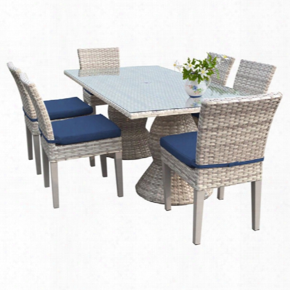 Tkc Fairmont 7 Piece 80 Glass Top Patio Dining Set In Navy