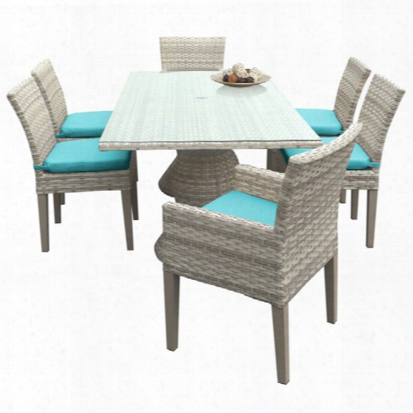 Tkc Fairmont 7 Piece 80 Glass Top Patio Dining Set In Turquoise