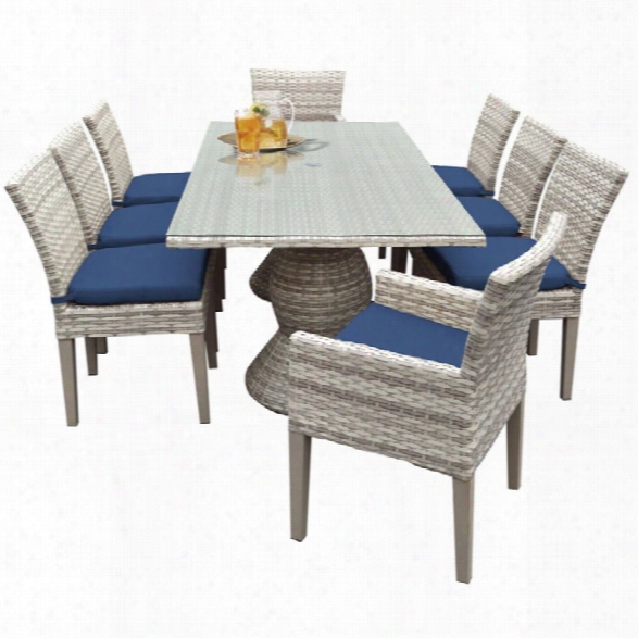 Tkc Fairmont 9 Piece 80 Glass Top Patio Dining Set In Navy