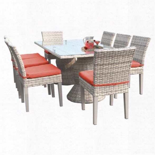 Tkc Fairmont 9 Piece 80 Glass Top Patio Dining Set In Orange