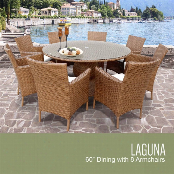 Tkc Laguna 9 Piece 60 Round Glass Top Patio Dining Set