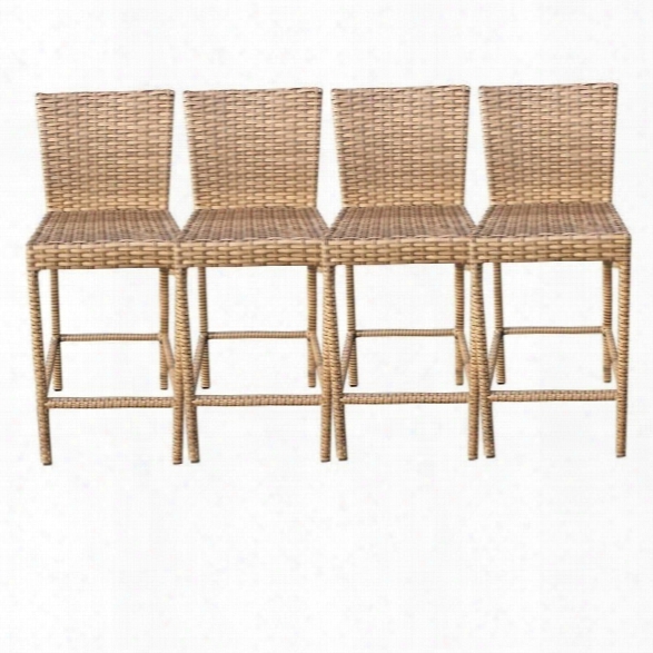 Tkc Laguna Outdoor Wicker Bar Stools In Caramel (set Of 4)