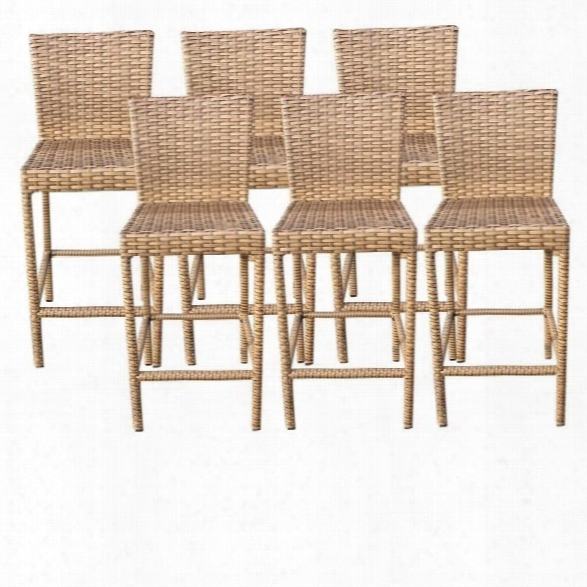 Tkc Laguna Outdoor Wicker Bar Stools In Caramel (set Of 6)