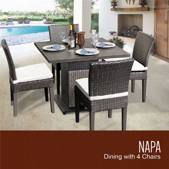 Tkc Napa 5 Piece 40 Square Patio Dining Set In White