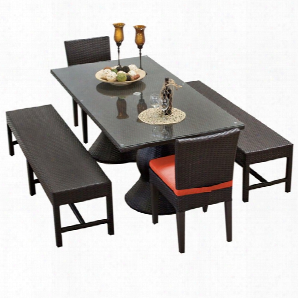 Tkc Napa 5 Piece 80 Glass Top Patio Dining Set In Orange