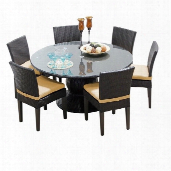 Tkc Napa 60 7 Piece Wicker Patio Dining Set In Sesame