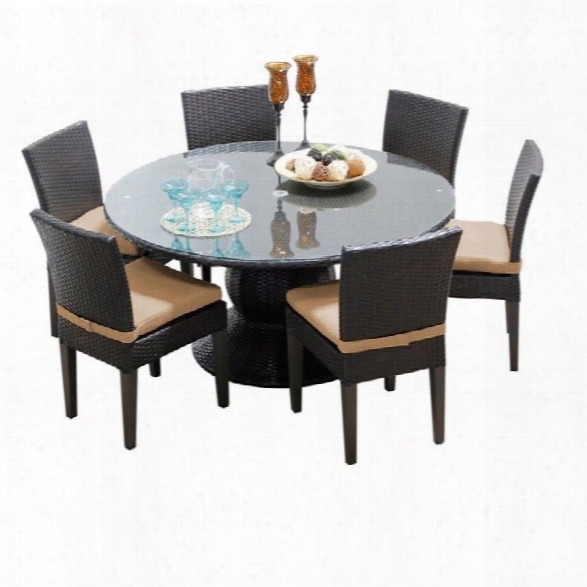 Tkc Napa 60 7 Piece Wicker Patio Dining Set In Wheat