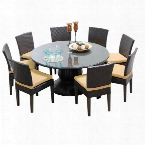 Tkc Napa 60 9 Piece Wicker Patio Dining Set In Sesame