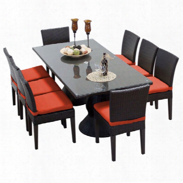 Tkc Napa 9 Piece 80 Glass Top Patio Dining Set In Orange