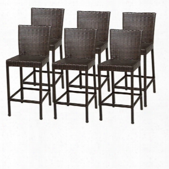 Tkc Napa Outdoor Wicker Bar Stools In Espresso (set Of 6)