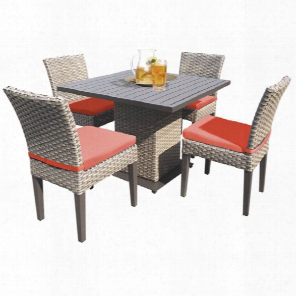 Tkc Oasis 5 Piece 40 Square Patio Dining Set In Orange