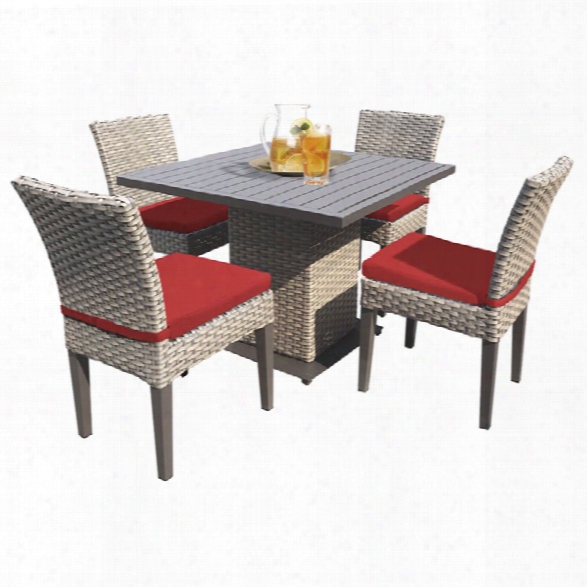 Tkc Oasis 5 Piece 40 Square Patio Dining Set In Red