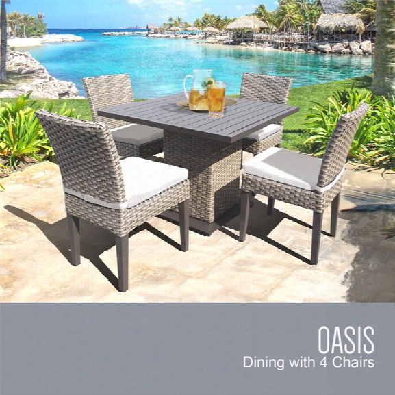 Tkc Oasis 5 Piece 40 Square Patio Dining Set In White