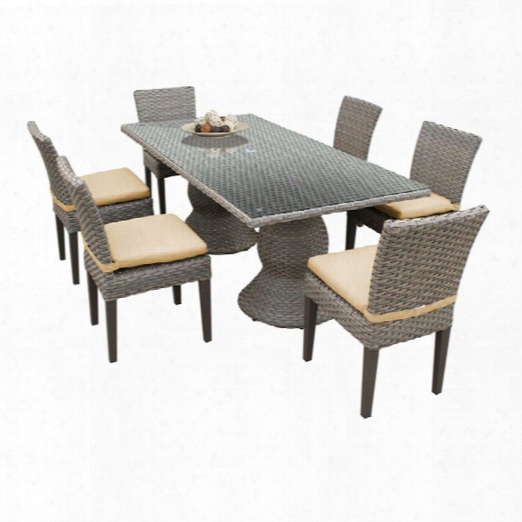 Tkc Oasis 7 Piece 80 Glass Top Patio Dining Set In Sesame