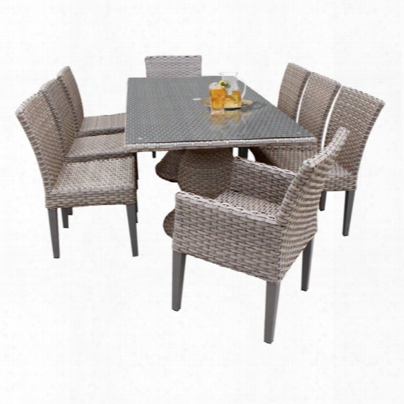 Tkc Oasis 9 Piece 80 Glass Top Patio Dining Set In Gray Stone