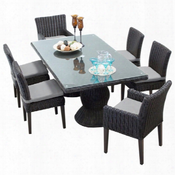 Tkc Venice 7 Piece 80 Glass Top Patio Dining Set In Gray