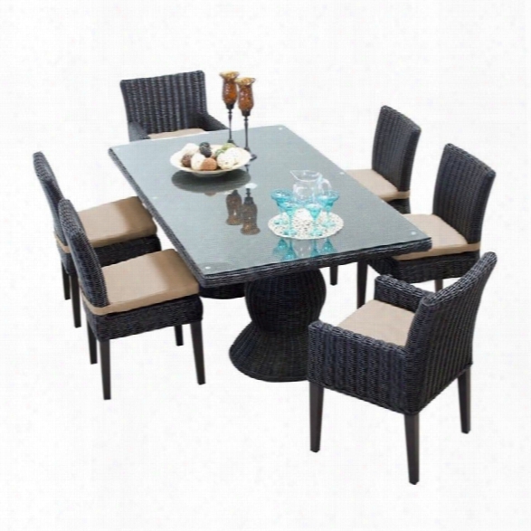 Tkc Venice 7 Piece Wicker Patio Dining Set In Wheat