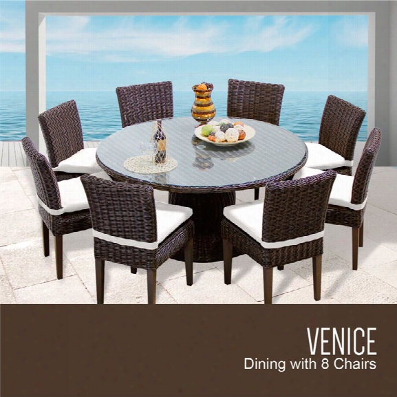 Tkc Venice 9 Piece 60 Round Glass Top Patio Dining Set