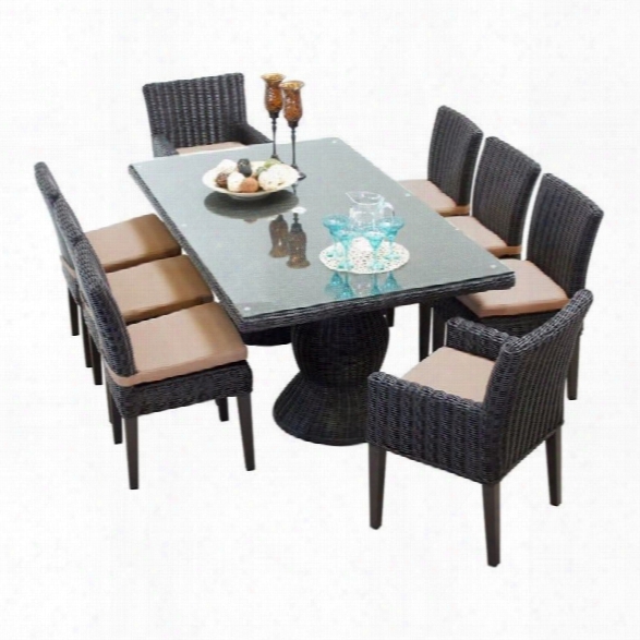 Tkc Venice 9 Piece Wicker Patio Dining Set In Wheat