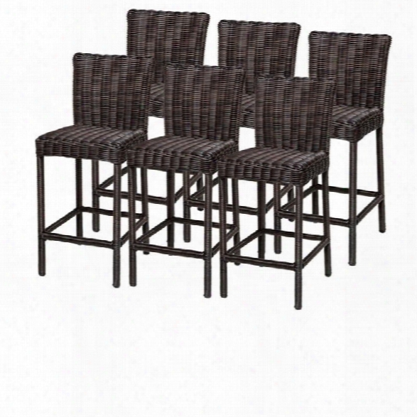 Tkc Venice Outdoor Wicker Bar Stools In Chestnut Brown (set Of 6)