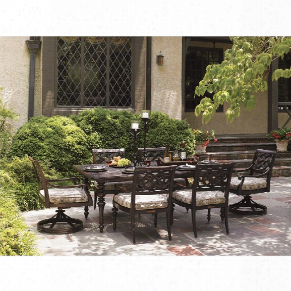 Tommy Bahama Black Sands 7 Piece Patio Dining Set In Deep Umber