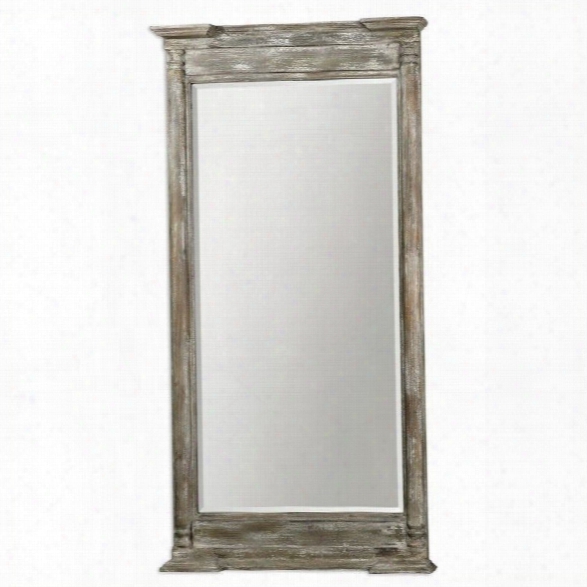 Uttermost Valcellina Wooden Leaner Mirror In Distressed Ivory Gray