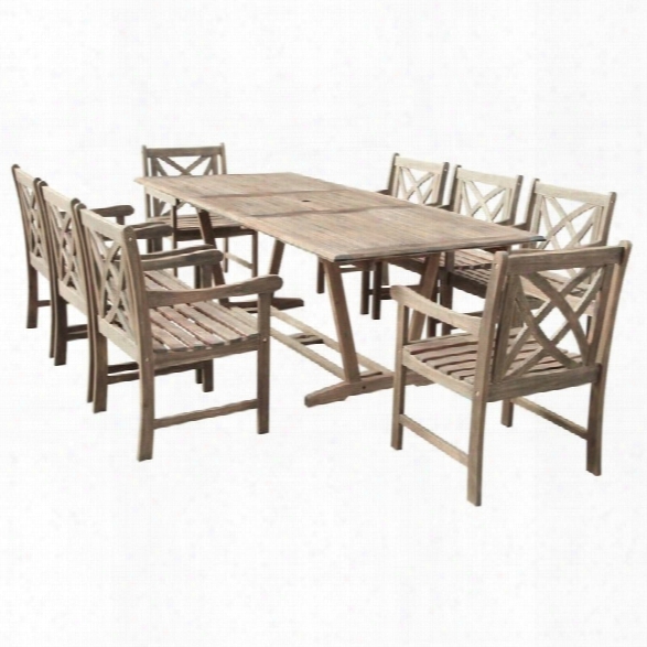 Vifah Renaissance 9 Piece Extendable Patio Dining Set In Gray