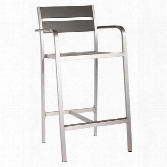 Zuo Megapolis 44 Outdoor Bar Arm Stool In Gray (set Of 2)