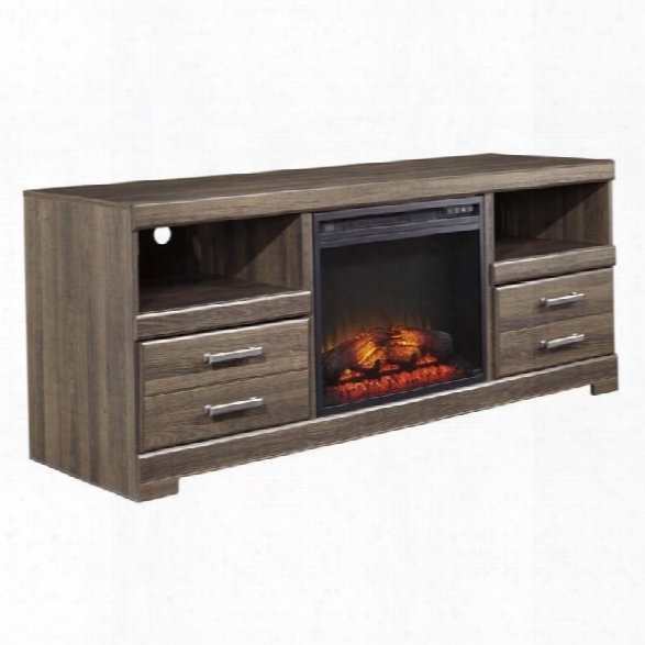 Ashley Frantin 63 Tv Stand With Led Fireplace In Vintage Aged Brown