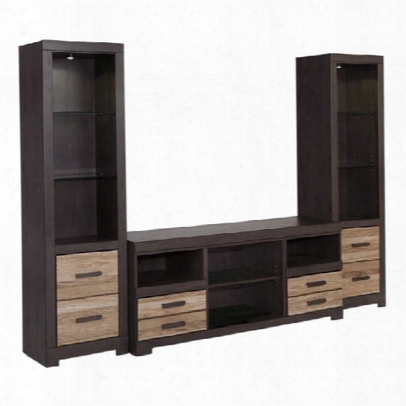 Ashley Harlinton 63 Tv Stand With Tall Piers In Warm Gray