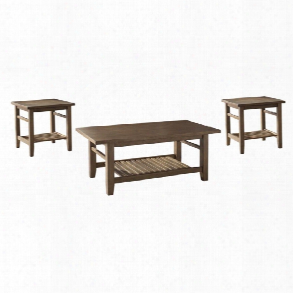 Ashley Zantori 3 Piece Coffee Table Set In Light Brown