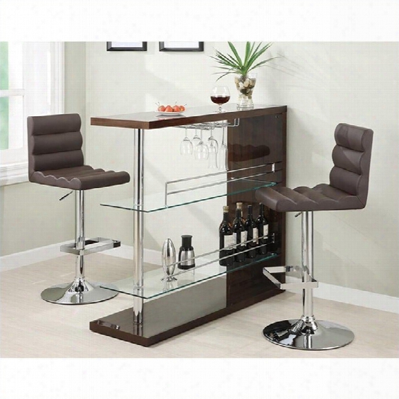 Coaster 3 Piece Bar Table Set In Cappuccino