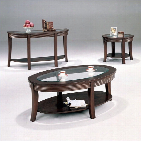 Coaster 3 Piece Occasional Glass Top Table Set In Cappuccino