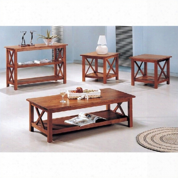Coaster 4 Piece Casual Occasional Table Set In Brown