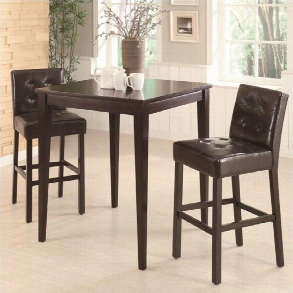 Coaster Cappuccino Square Leg Table 3 Piece Pub Set In Cappuccino