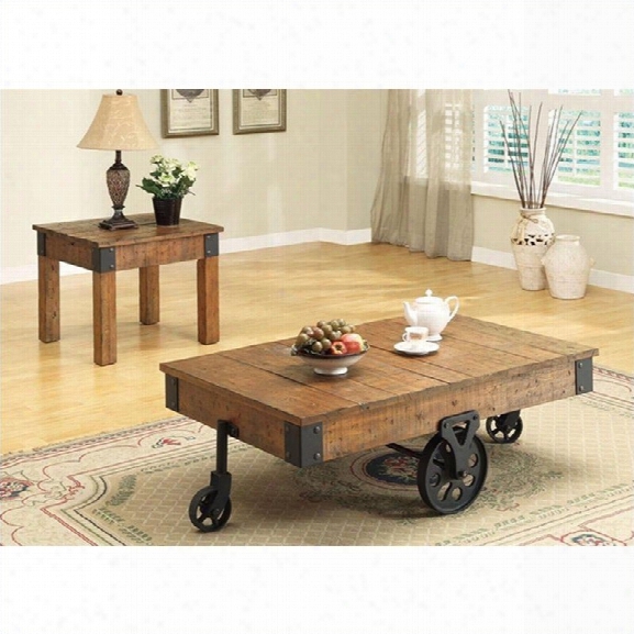 Coaster Country Wagon 2 Piece Coffee And End Table Set In Brown