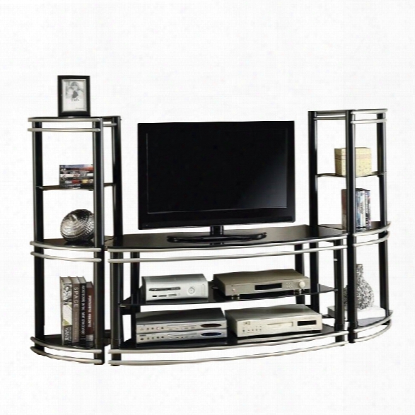 Coaster Demilune Entertainment Center In Black And Silver