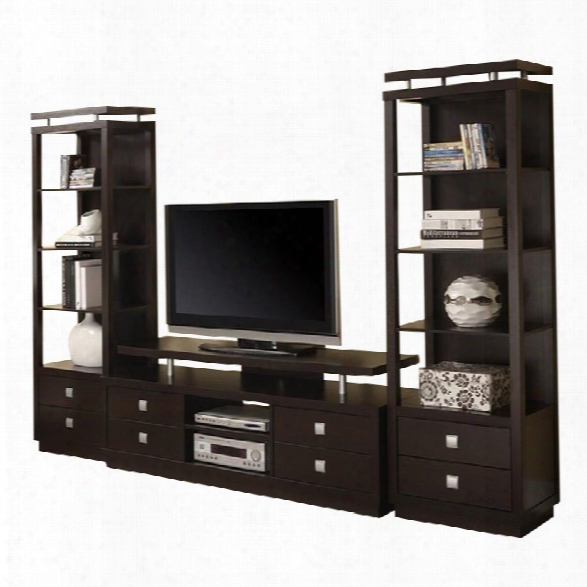 Coaster Tv Console And 2 Media Towers In Cappuccino