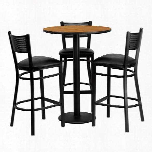 Flash Furniture 4 Piece Round Laminate Table Set In Natural And Black